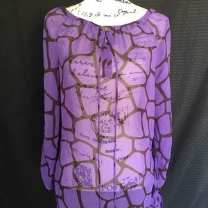 WOMENS' MICHAEL KORS SHEER L/S BLOUSE, SZ SMALL